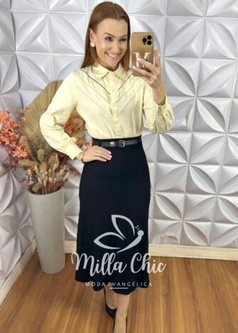 Milla Chic - millachic com br saia neide em tricot modal preto 3 Saia Neide Em Tricot Modal - Preto - Milla Chic