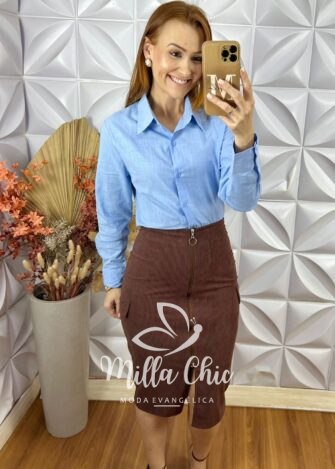 Saia Vera Em Cotelê - Preta - Milla Chic