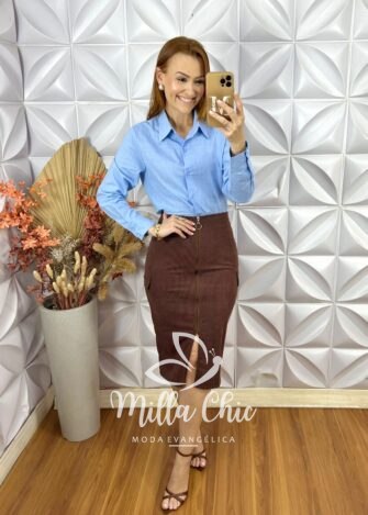 Saia Vera Em Cotelê - Preta - Milla Chic