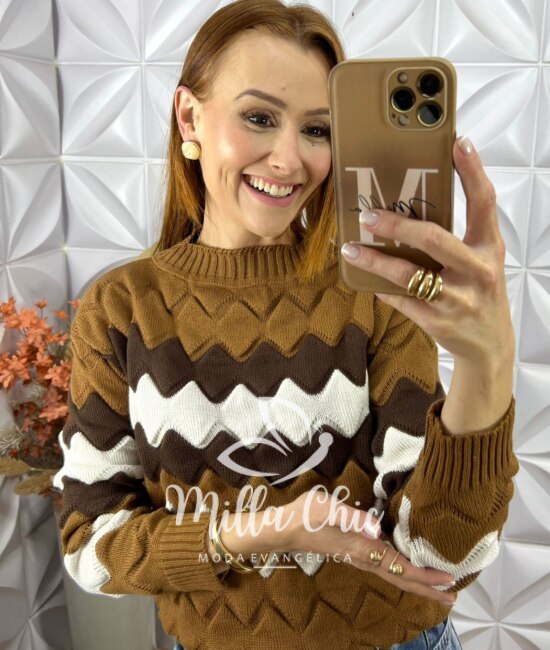 Suéter Em Tricot Flávia - Azul - Milla Chic