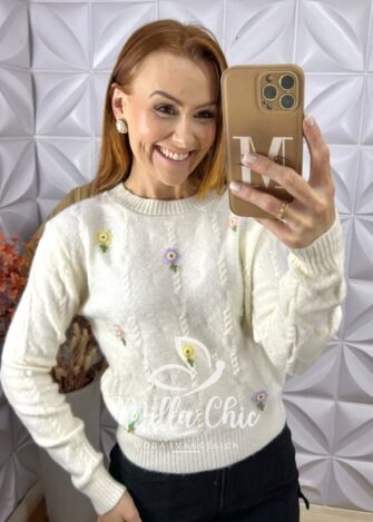 Suéter Em Tricot Flávia - Branco - Milla Chic