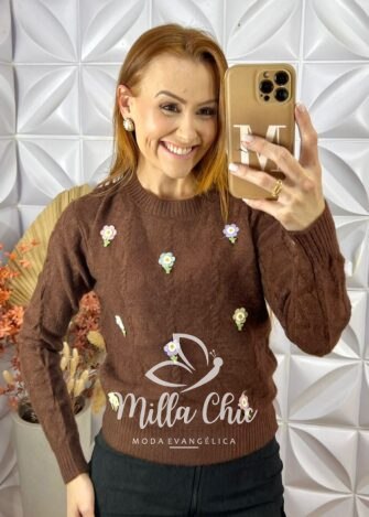 Suéter Em Tricot Flávia - Branco - Milla Chic