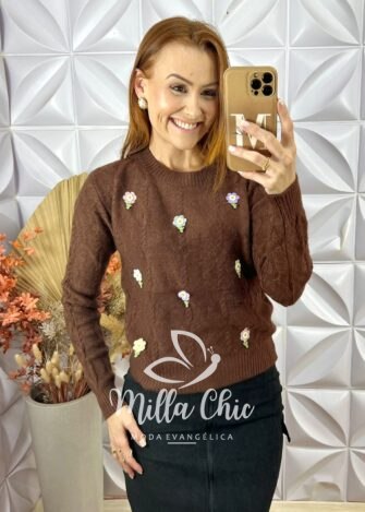 Suéter Em Tricot Flávia - Branco - Milla Chic