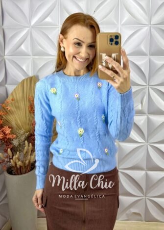 Suéter Em Tricot Flávia - Branco - Milla Chic