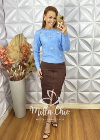 Suéter Em Tricot Flávia - Branco - Milla Chic