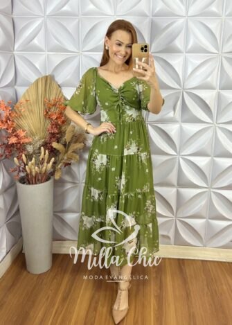 Vestido Beatriz Em Chifon - Azul - Milla Chic