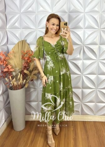 Vestido Beatriz Em Chifon - Azul - Milla Chic