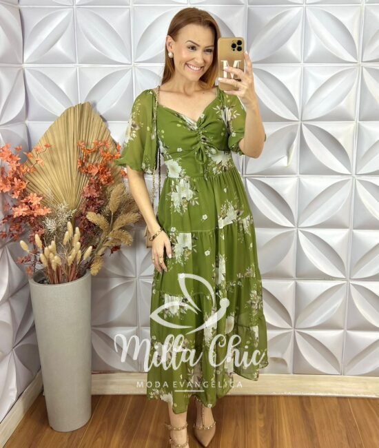 Vestido Beatriz Em Chifon - Azul - Milla Chic