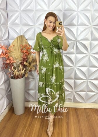 Vestido Beatriz Em Chifon - Azul - Milla Chic