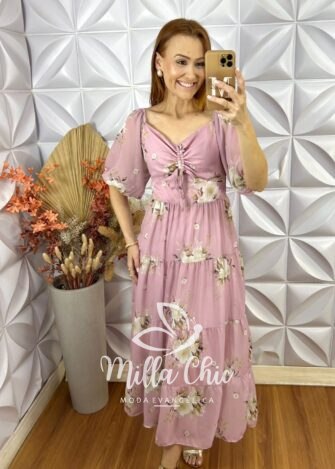 Vestido Beatriz Em Chifon - Rose - Milla Chic