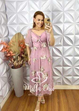 Vestido Beatriz Em Chifon - Rose - Milla Chic