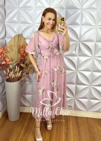 Vestido Beatriz Em Chifon - Rose - Milla Chic