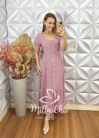 Vestido Bella Em Vichy - Rosa - Milla Chic