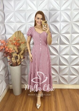 Vestido Bella Em Vichy - Rosa - Milla Chic