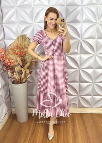 Vestido Bella Em Vichy - Rosa - Milla Chic