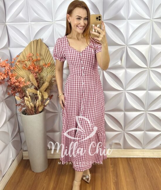 Vestido Bella Em Vichy - Rosa - Milla Chic