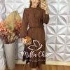 Milla Chic - millachic com br vestido bernadete em viscolinho marrom Vestido Bernadete Em Viscolinho - Marrom - Milla Chic
