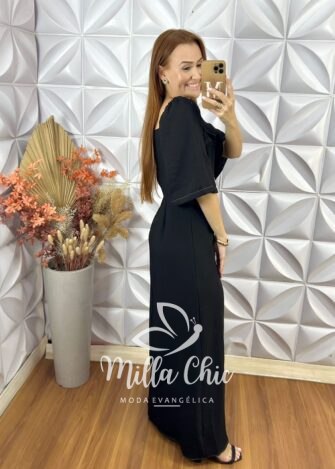 Milla Chic - millachic com br vestido celina em alfaiataria marrant preto 5 Vestido Celina Em Alfaiataria Marrant - Preto - Milla Chic
