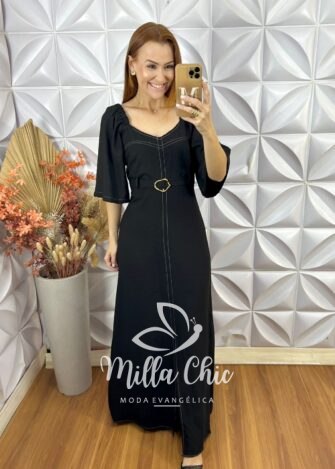 Milla Chic - millachic com br vestido celina em alfaiataria marrant preto 6 Vestido Celina Em Alfaiataria Marrant - Preto - Milla Chic