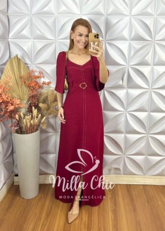 Vestido Celina Em Alfaiataria Marrant - Vermelho - Milla Chic