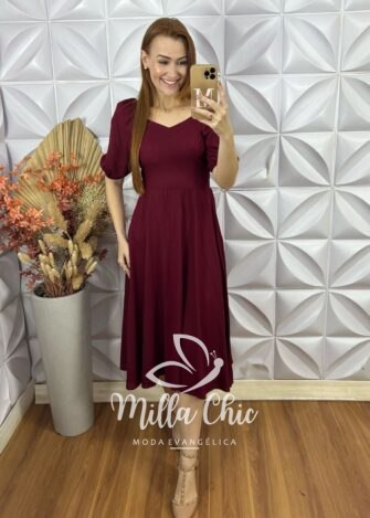 Vestido Celine Em Linho - Vinho - Milla Chic