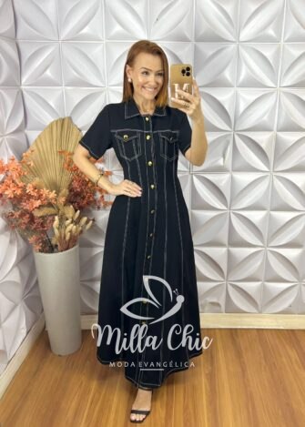 Milla Chic - millachic com br vestido chemise paula preto 7 Vestido Chemise Paula - Preto - Milla Chic