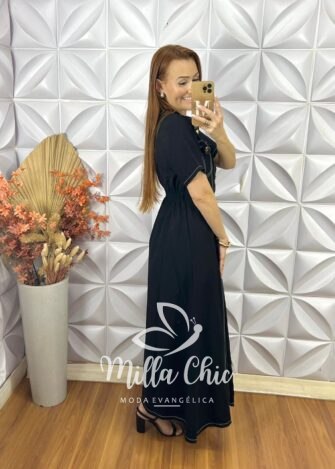 Milla Chic - millachic com br vestido chemise paula preto 9 Vestido Chemise Paula - Preto - Milla Chic