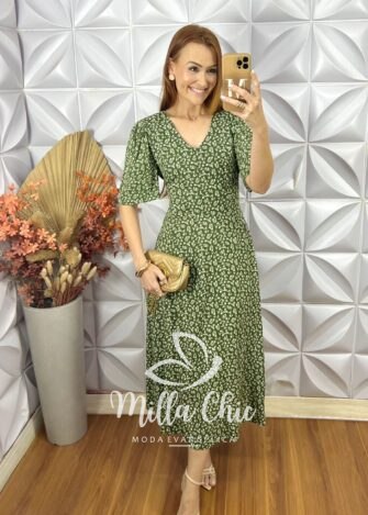 Vestido Clarice Em Viscolinho - Verde - Milla Chic