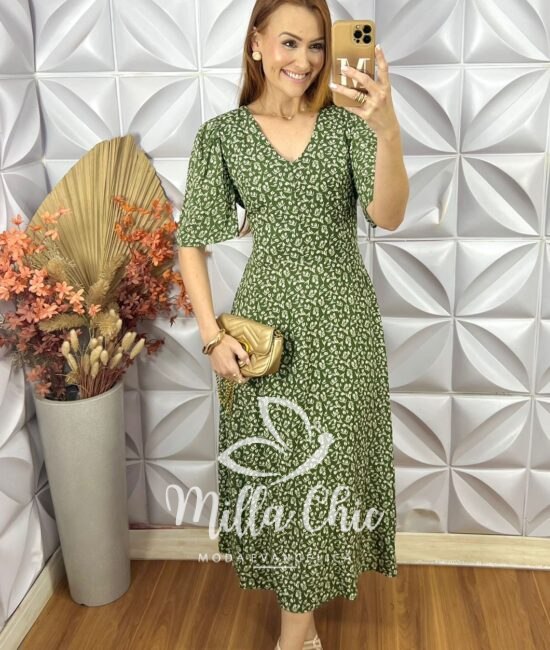 Vestido Clarice Em Viscolinho - Verde - Milla Chic