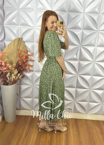 Vestido Clarice Em Viscolinho - Verde - Milla Chic