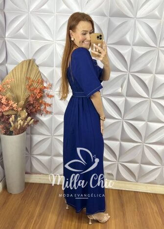 Milla Chic - millachic com br vestido clebia em alfaiataria marrant azul 5 Vestido Clebia Em Alfaiataria Marrant - Azul - Milla Chic