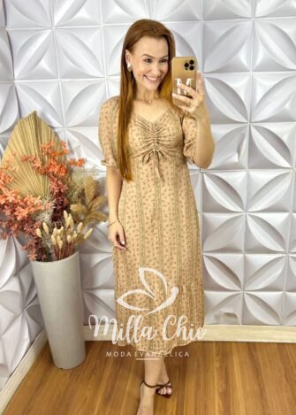 Milla Chic - millachic com br vestido dalva em viscolinho bege 10 Vestido Juliana Em Viscolinho - Bege - Milla Chic