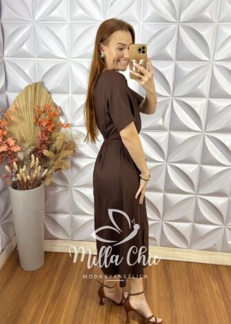 Vestido Hilda linho - Marrom - Milla Chic