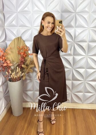 Vestido Hilda linho - Marrom - Milla Chic