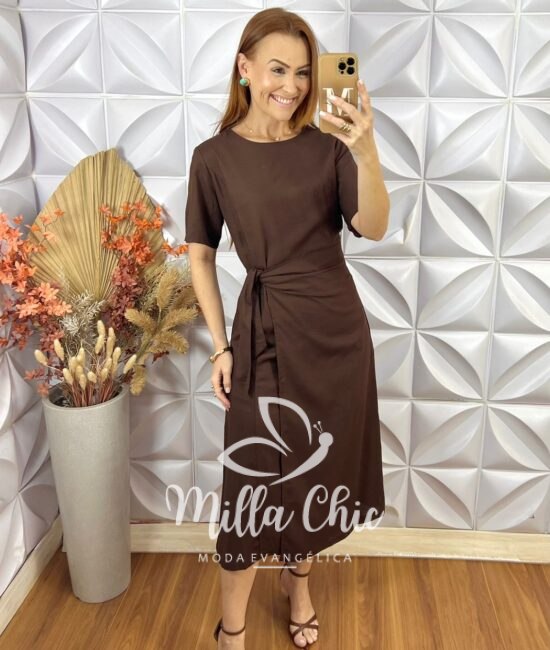Vestido Hilda linho - Marrom - Milla Chic