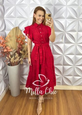 Vestido Lolla Em Lesie De Algodão 3 D - Marrom - Milla Chic