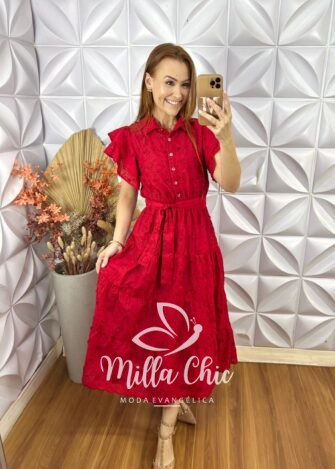Vestido Lolla Em Lesie De Algodão 3 D - Marrom - Milla Chic