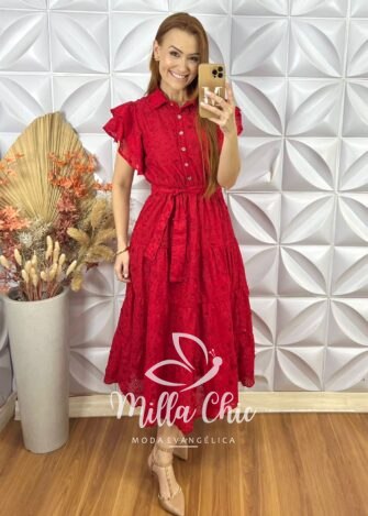 Vestido Lolla Em Lesie De Algodão 3 D - Marrom - Milla Chic