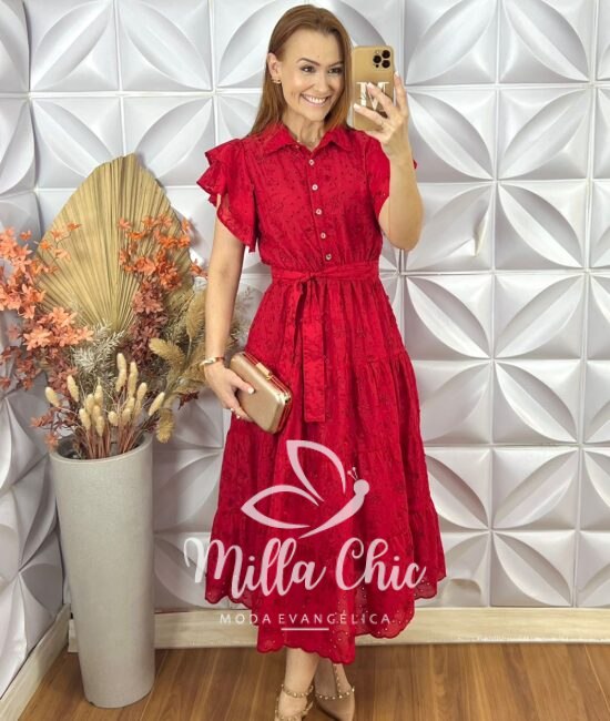 Vestido Lolla Em Lesie De Algodão 3 D - Marrom - Milla Chic