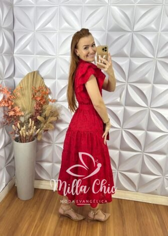 Vestido Lolla Em Lesie De Algodão 3 D - Marrom - Milla Chic