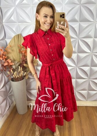Vestido Lolla Em Lesie De Algodão 3 D - Marrom - Milla Chic