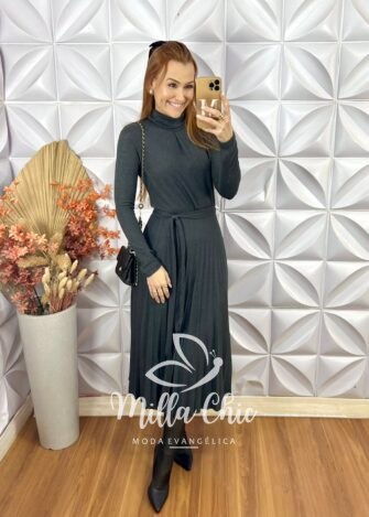 Vestido Luana Em Malha Tricot - Preto - Milla Chic