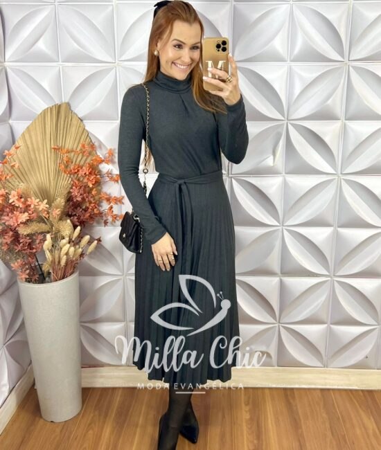 Vestido Luana Em Malha Tricot - Preto - Milla Chic