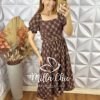 Vestido Magda Em Crepe Bordado - Marrom - Milla Chic