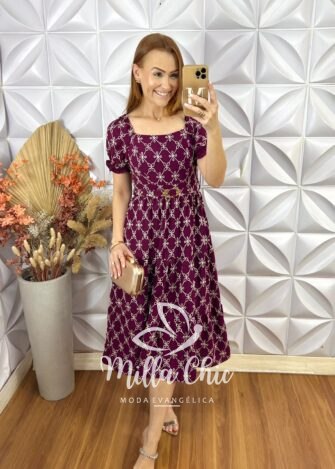 Vestido Magda Em Crepe Bordado - Roxo - Milla Chic