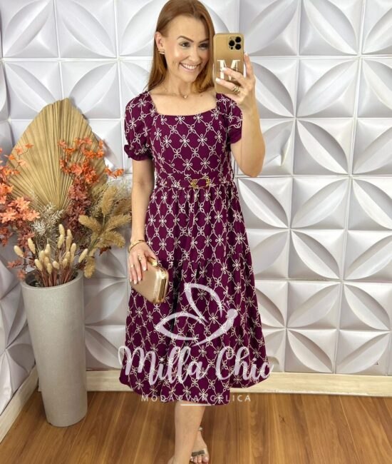 Vestido Magda Em Crepe Bordado - Roxo - Milla Chic