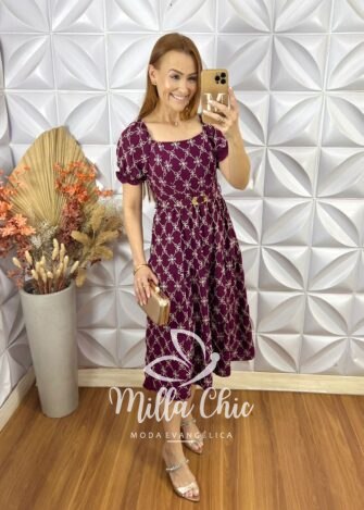 Vestido Magda Em Crepe Bordado - Roxo - Milla Chic
