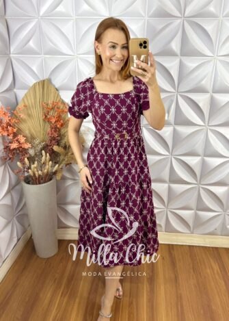 Vestido Magda Em Crepe Bordado - Roxo - Milla Chic