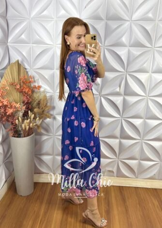 Milla Chic - millachic com br vestido mariana em chiffon azul Vestido Mariana Em chiffon - Azul - Milla Chic