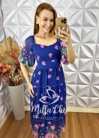 Milla Chic - millachic com br vestido mariana em chiffon azul 4 Vestido Mariana Em chiffon - Azul - Milla Chic